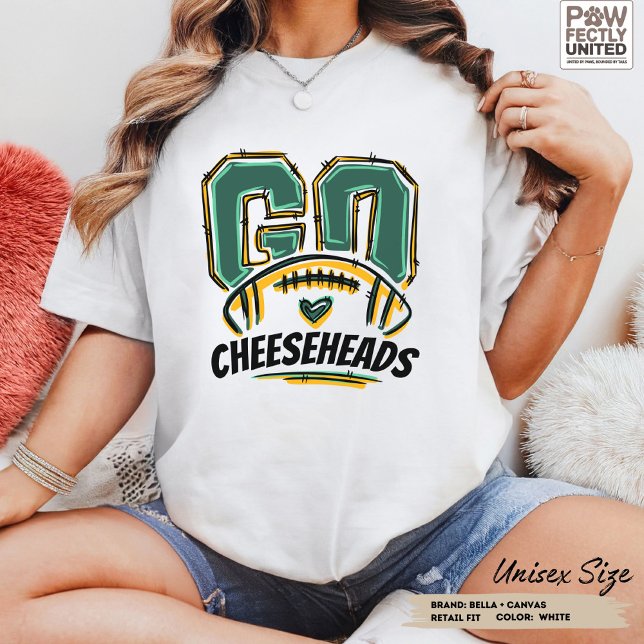 Go Cheeseheads Football Fan Green Yellow Custom Tri-Blend Shirt (Football fan t-shirt Yellow Green Bay Cheeseheads custom text and colors gift for football lover fan)
