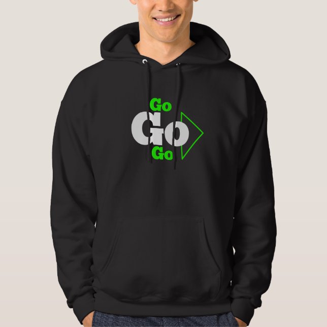 Go Design auf einem schwarzen Gehäuse Hoodie (Vorderseite)