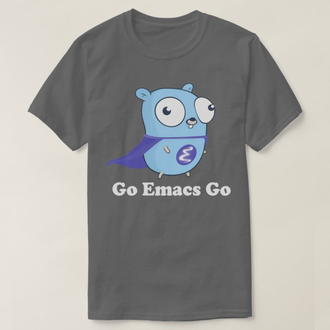 Go Emacs Go Black T-Shirt (Design vorne)