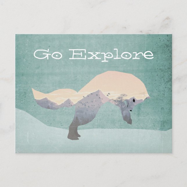 Go Explare Fox Postcard Postkarte (Vorderseite)