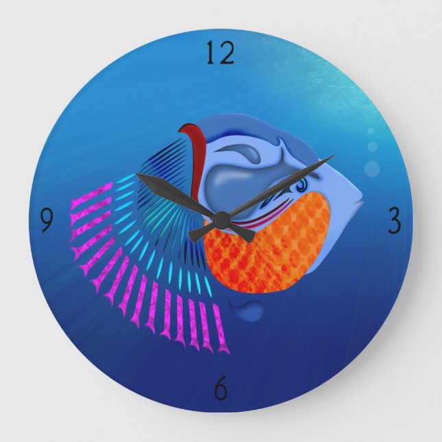 Go Fish Large Clock Große Wanduhr (Vorderseite)