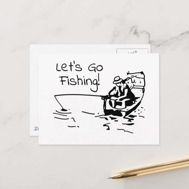 Go Fishing Day Postkarte (Vorderseite/Rückseite Beispiel)