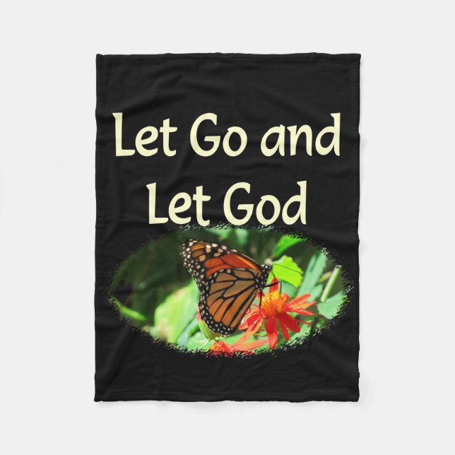 GO gelassen UND GOTT-SCHALTFLY-DESIGN GELASSEN Fleecedecke (Vorderseite)