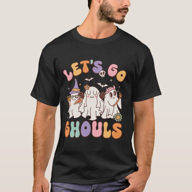 Go Ghouls Halloween Ghost Outfit Kostüm Retro Gro T-Shirt (Vorderseite)
