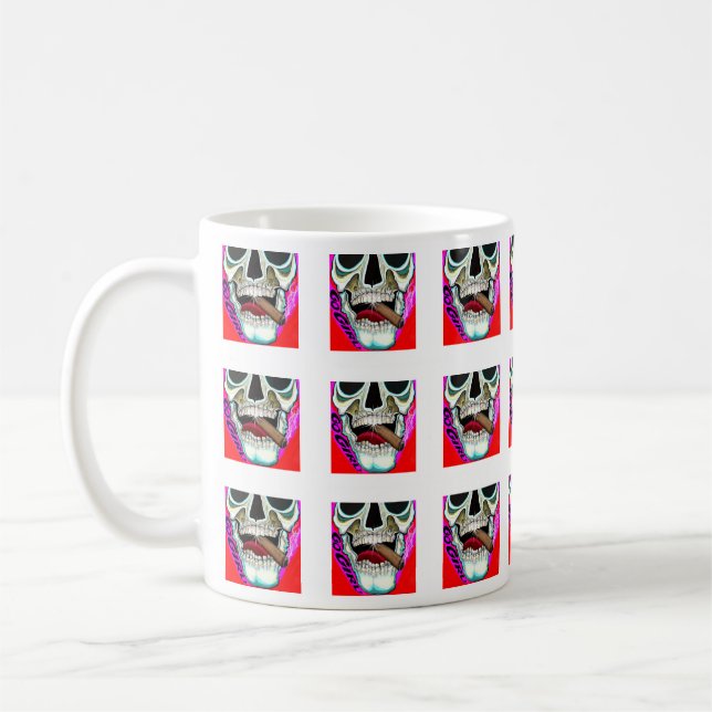 Go Girl Pop Art Skull Muster Kaffeemaschine Tasse (Links)