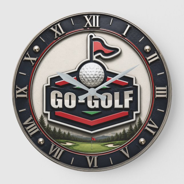 Go Golf  Modern Golfer Gift Große Wanduhr (Vorderseite)
