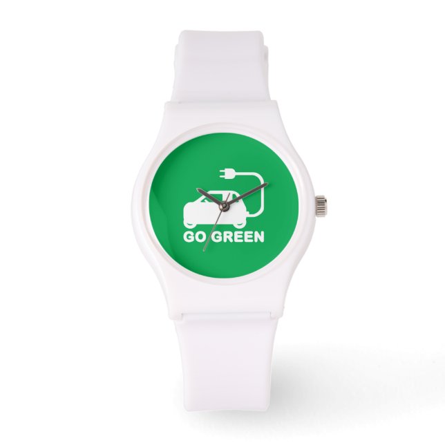Go Green ~ Drive Electric Cars Armbanduhr (Vorderseite)