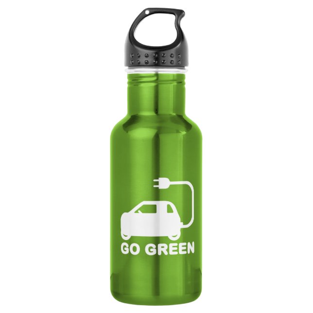Go Green ~ Drive Electric Cars Edelstahlflasche (Vorderseite)