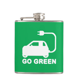 Go Green ~ Drive Electric Cars Flachmann