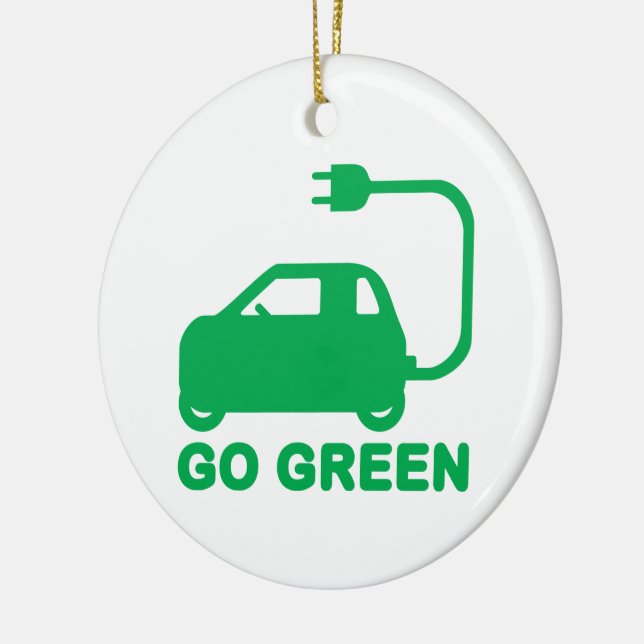 Go Green ~ Drive Electric Cars Keramikornament (Links)