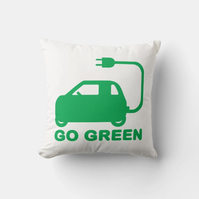 Go Green ~ Drive Electric Cars Kissen (Vorderseite)