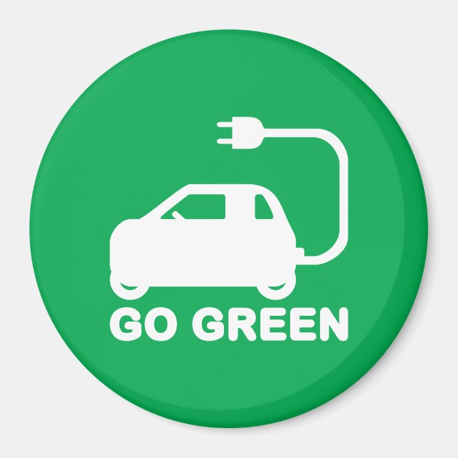 Go Green ~ Drive Electric Cars Magnet (Vorne)