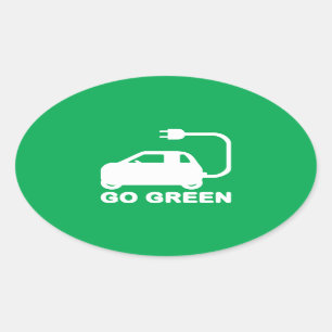 Go Green ~ Drive Electric Cars Ovaler Aufkleber