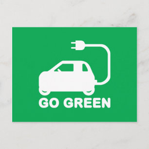 Go Green ~ Drive Electric Cars Postkarte