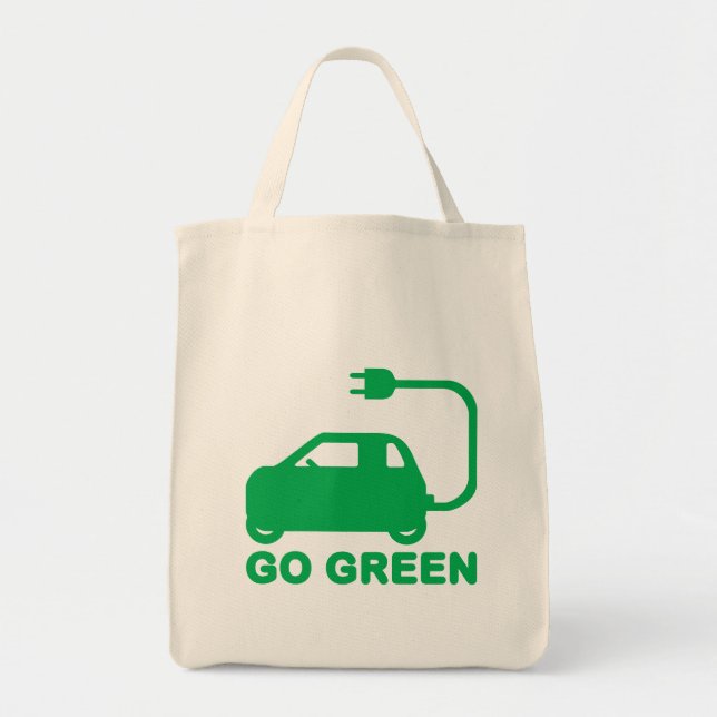 Go Green ~ Drive Electric Cars Tragetasche (Vorne)