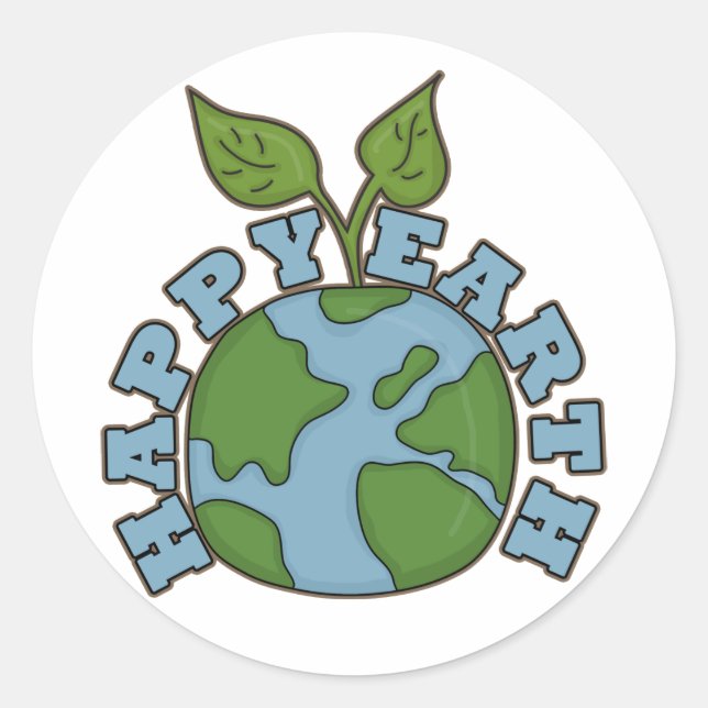 Go Green Happy Earth Sticker Siegel (Vorderseite)