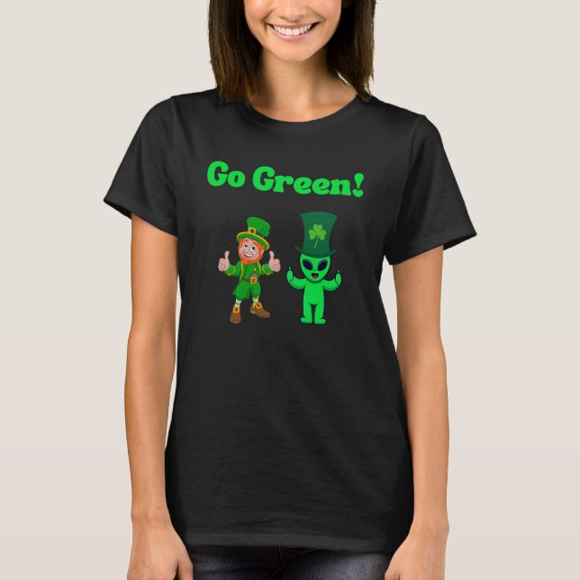 Go Green Leprechaun & Alien T-Shirt (Vorderseite)