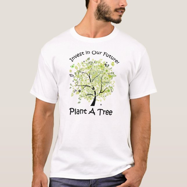 Go Green Pflanze A Tree Typografy T-Shirt (Vorderseite)