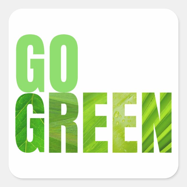 Go Green Quadratischer Aufkleber (Vorderseite)