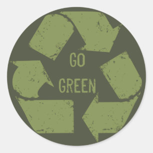 Go Green Recycling-Logo Runder Aufkleber