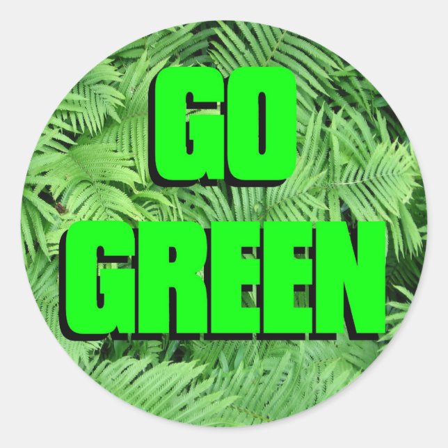 Go Green Runder Aufkleber (Vorderseite)