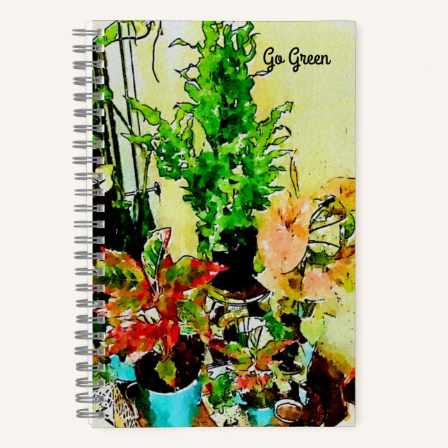 Go Green Wcolor Art Garden Custom Notebook Notizbuch (Vorderseite)