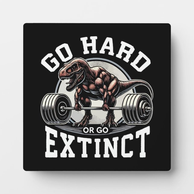 Go Hard oder Go Extinct - T-Rex-Fitnessstudio Moti Fotoplatte (Vorderseite)