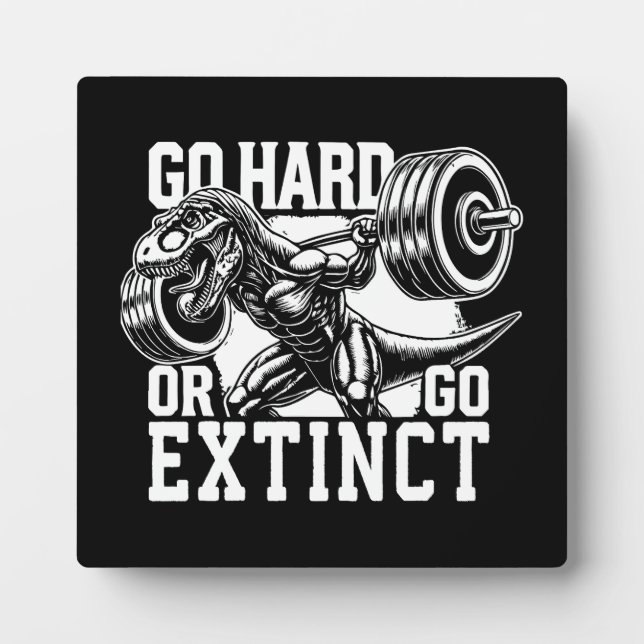 Go Hard oder Go Extinct - T-Rex-Fitnessstudio Moti Fotoplatte (Vorderseite)