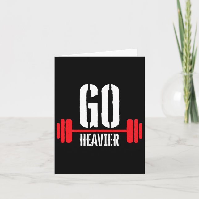 Go Heavier Stärke Training Motivation Karte (Vorderseite)