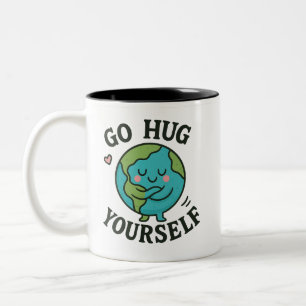 Go Hug Dir selbst Earth - Funny Öko Friendly Zweifarbige Tasse