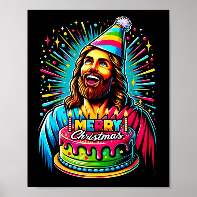 Go Jesus Its Your Birthday Funny Jesus Christmas X Poster (Vorne)