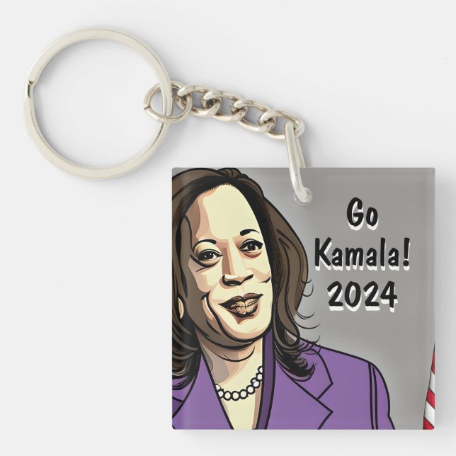 Go Kamala 2024 US-Präsidentschaftswahl Schlüsselanhänger (Vorderseite)