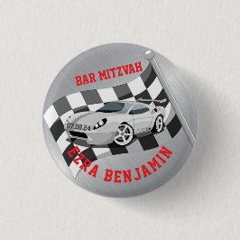 Go-Kart Auto Racing Bar Mitzvah Button