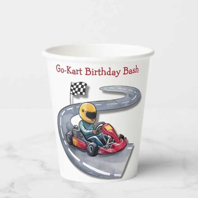 Go-Kart Birthday Bash Pappbecher (Vorderseite)