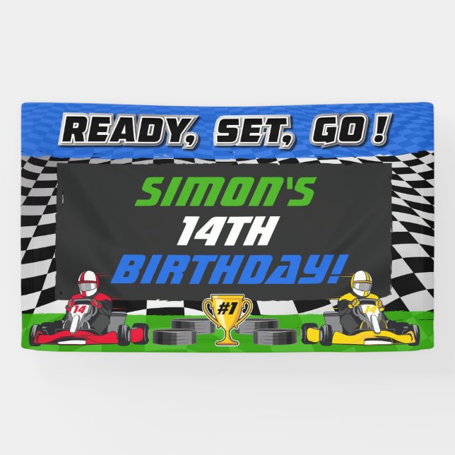 Go Kart Birthday Party Racing Banner (Horizontal)