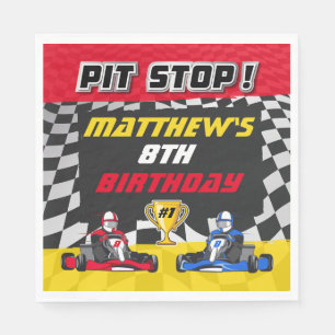 Go Kart Checked Flag Geburtstag Serviette