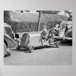 Go Kart Driver, 1937. Vintages Foto Poster