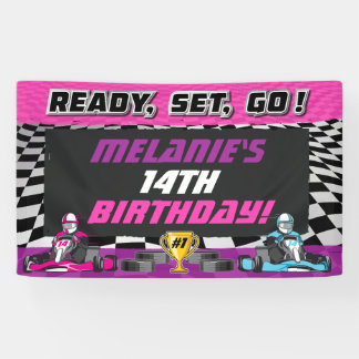 Go Kart Girls Geburtstagsparty Racing Banner