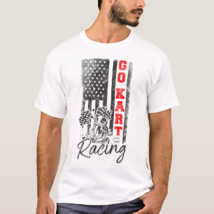 Go Kart Go Kart Rennsport Amerikanische Flagge Vin T-Shirt