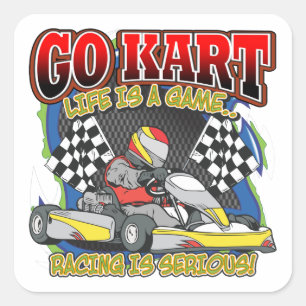 Go Kart Life Quadratischer Aufkleber