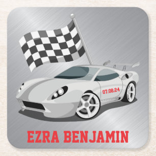Go-Kart Race Car Racing Bar Mitzvah Rechteckiger Pappuntersetzer