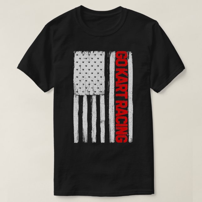 Go Kart Racing American Flag USA Patriotic Go Kart T-Shirt (Design vorne)