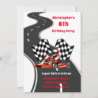 Go Kart Racing Boy Birthday Party Einladung