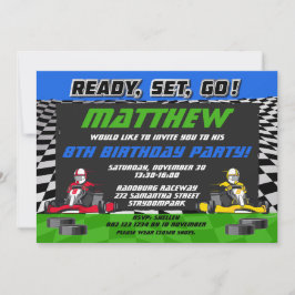 Go Kart Racing Car Geburtstagsparty Einladung