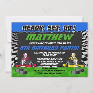 Go Kart Racing Car Geburtstagsparty Einladung