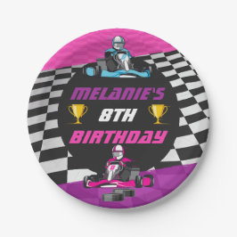 Go Kart Racing Car Girls Geburtstagsparty Pappteller
