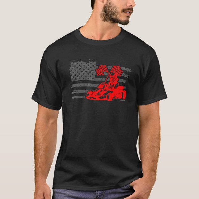 Go Kart Racing Driver American Flag Open Wheel Rac T-Shirt (Vorderseite)