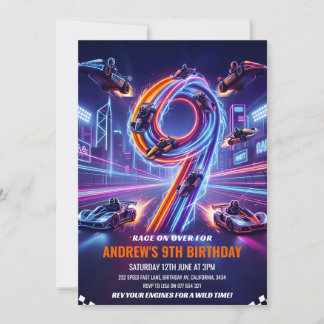 Go-Kart-Rennen 9. Geburtstag Einladung