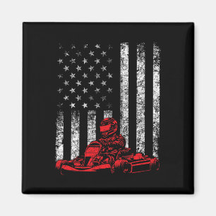 Go Kart Rennen - Go Karting USA Amerikanische Flag Magnet