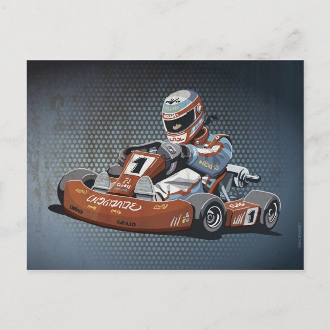 Go-Kart-Treiber für Postcard Motor Racing Postkarte (Vorderseite)